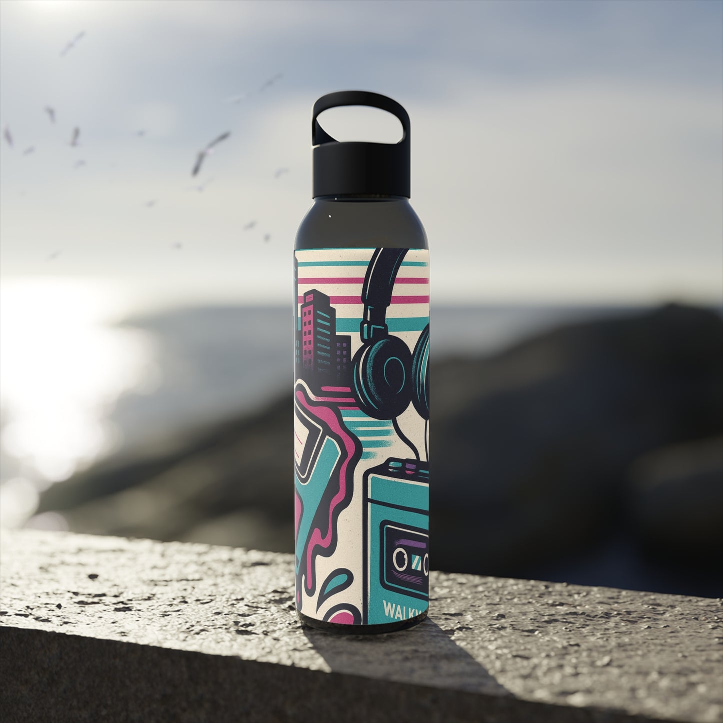 Retro Beats • Sky Water Bottle 21.9 Oz