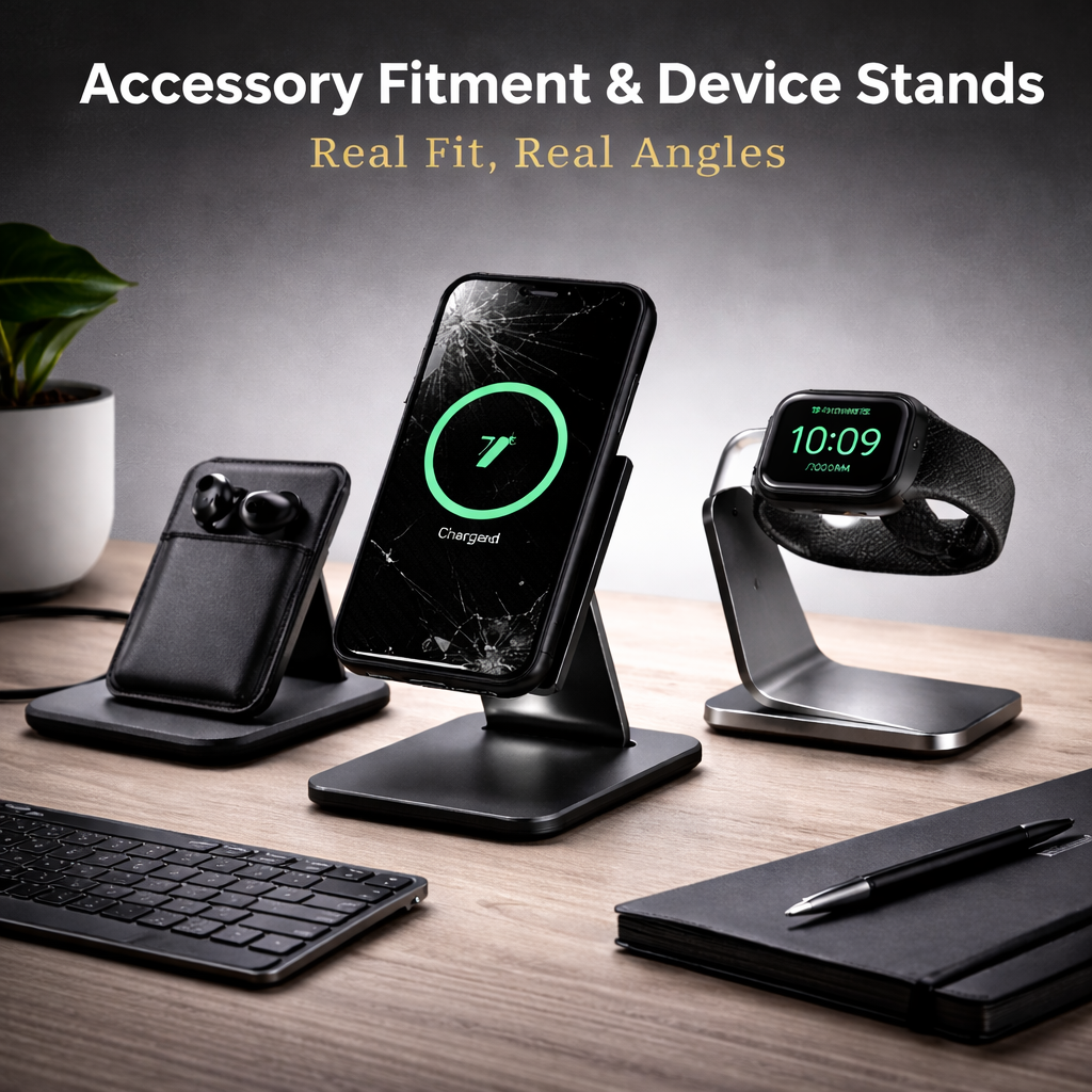 Accessory fitment & device stands: real fit, real angles