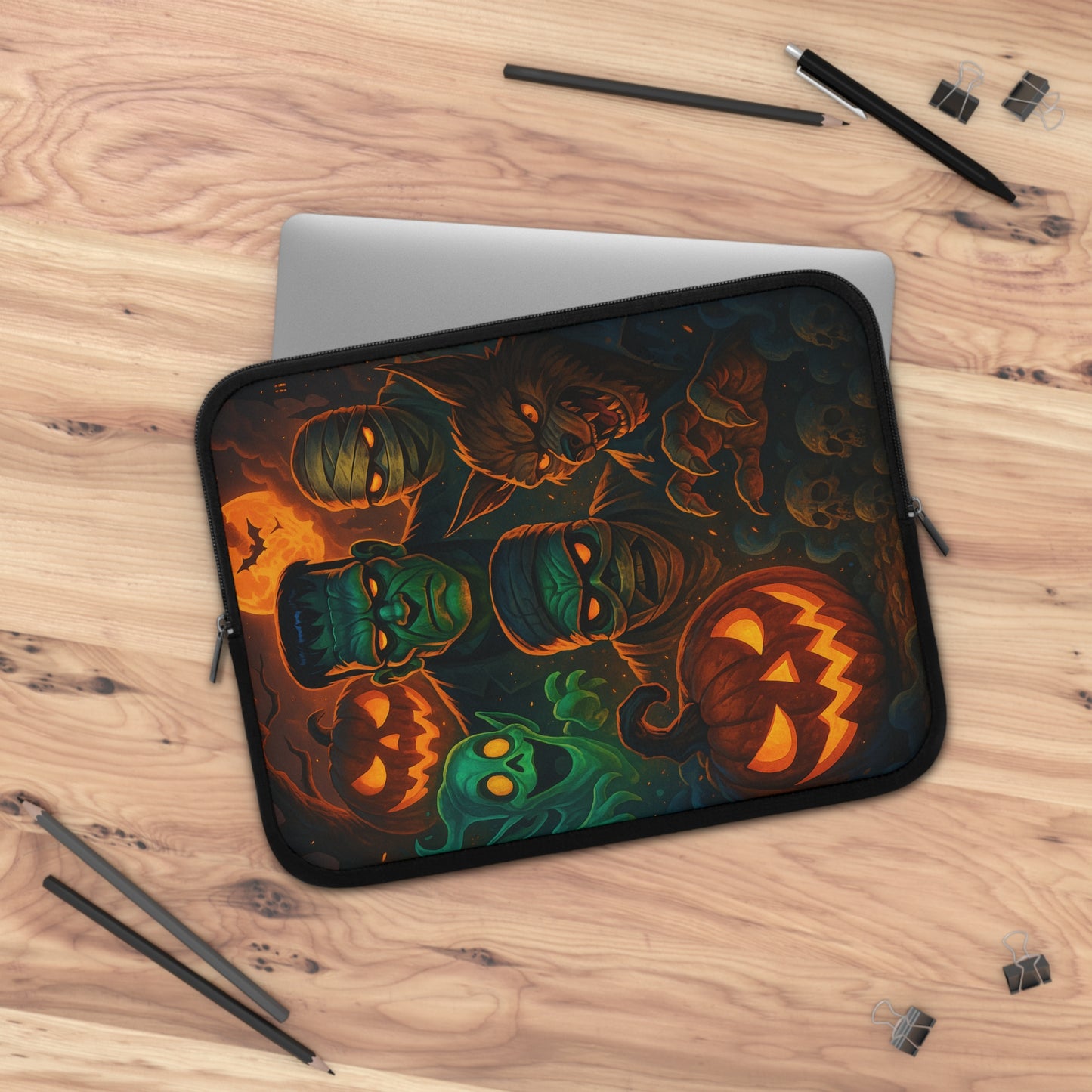 Ghoul Gang • Dual Zipper Laptop Sleeve tech accessory by Black Hat Pixels