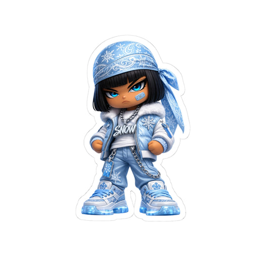 Lil Snow • Mood Militia™ Kiss Cut Sticker • Black Hat Pixels