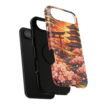 Falling Petals – Impermanent Light • Obsidian Irezumi™ • Apple iPhone 17 Pro • MagSafe Tough Case