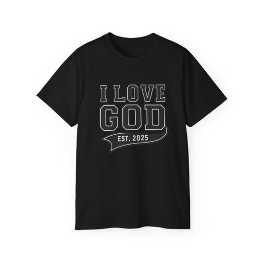 I Love God • Black Hat Pixels • T-Shirt