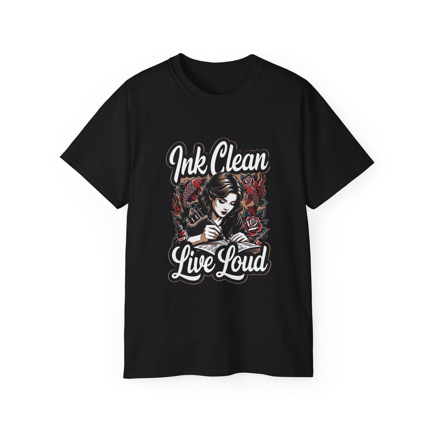 Ink Clean Live Loud  • Tattoo Artist • T-Shirt • Black Hat Pixels • Unisex