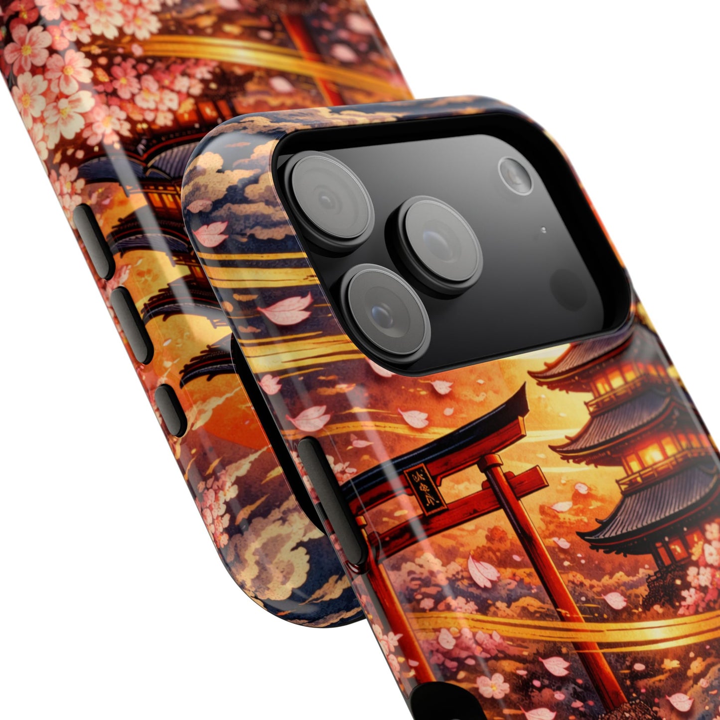 Falling Petals – Impermanent Light • Obsidian Irezumi™ • Apple iPhone 17 Pro • MagSafe Tough Case