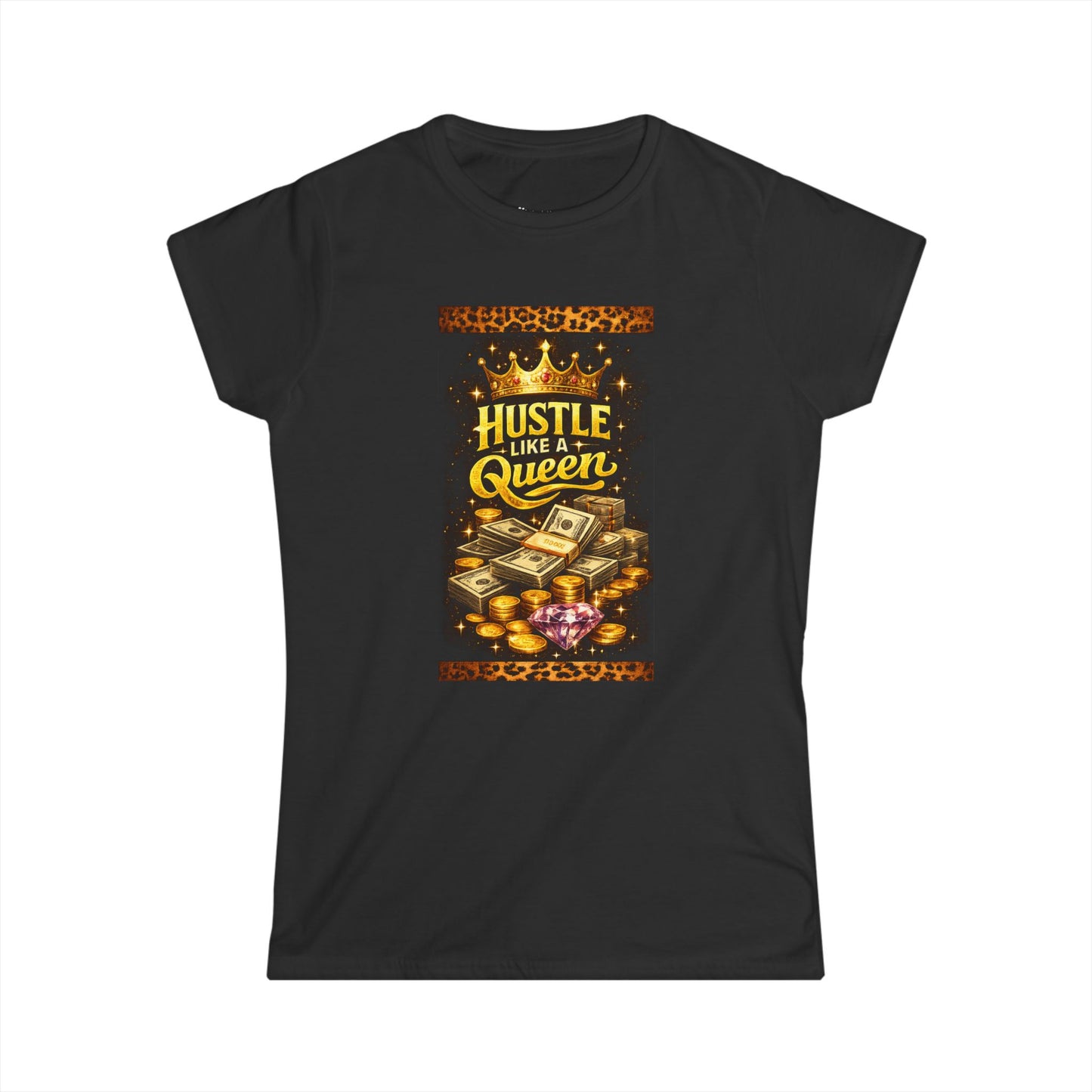 Hustle Like A Queen • Black Hat Pixels • Women's Softstyle Tee