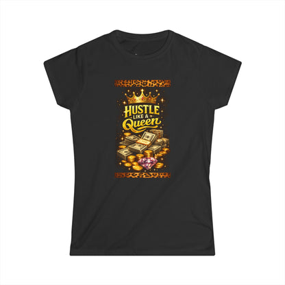 Hustle Like A Queen • Black Hat Pixels • Women's Softstyle Tee