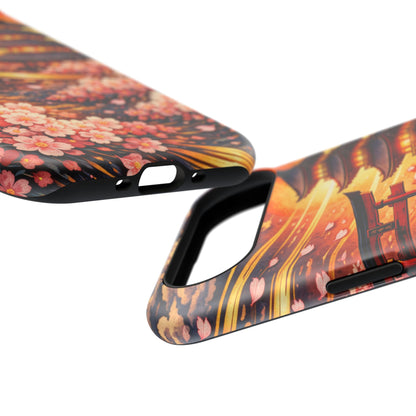 Falling Petals – Impermanent Light • Obsidian Irezumi™ • Apple iPhone 17 Pro • MagSafe Tough Case