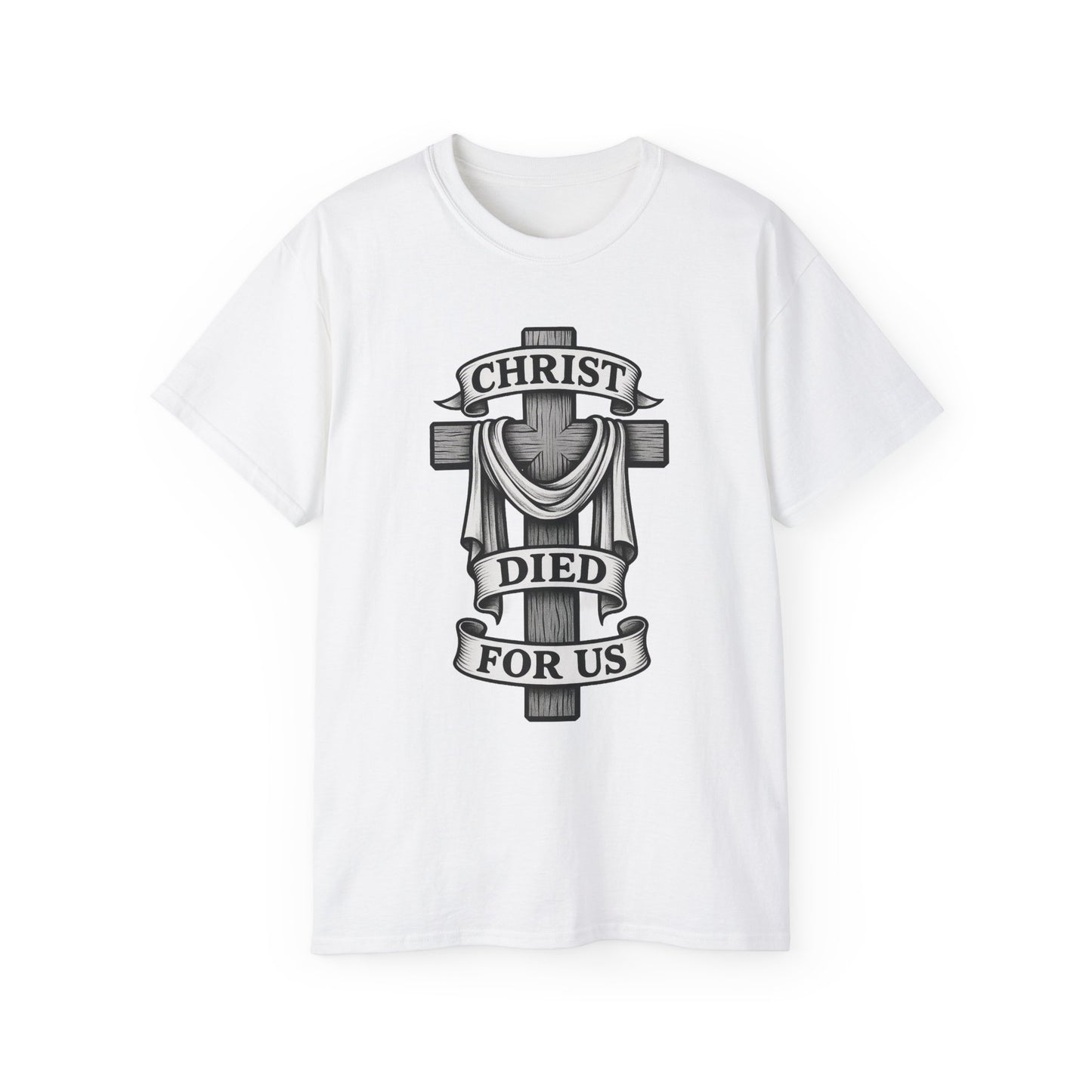 Christ Died For Us • Black Hat Pixels • T-Shirt