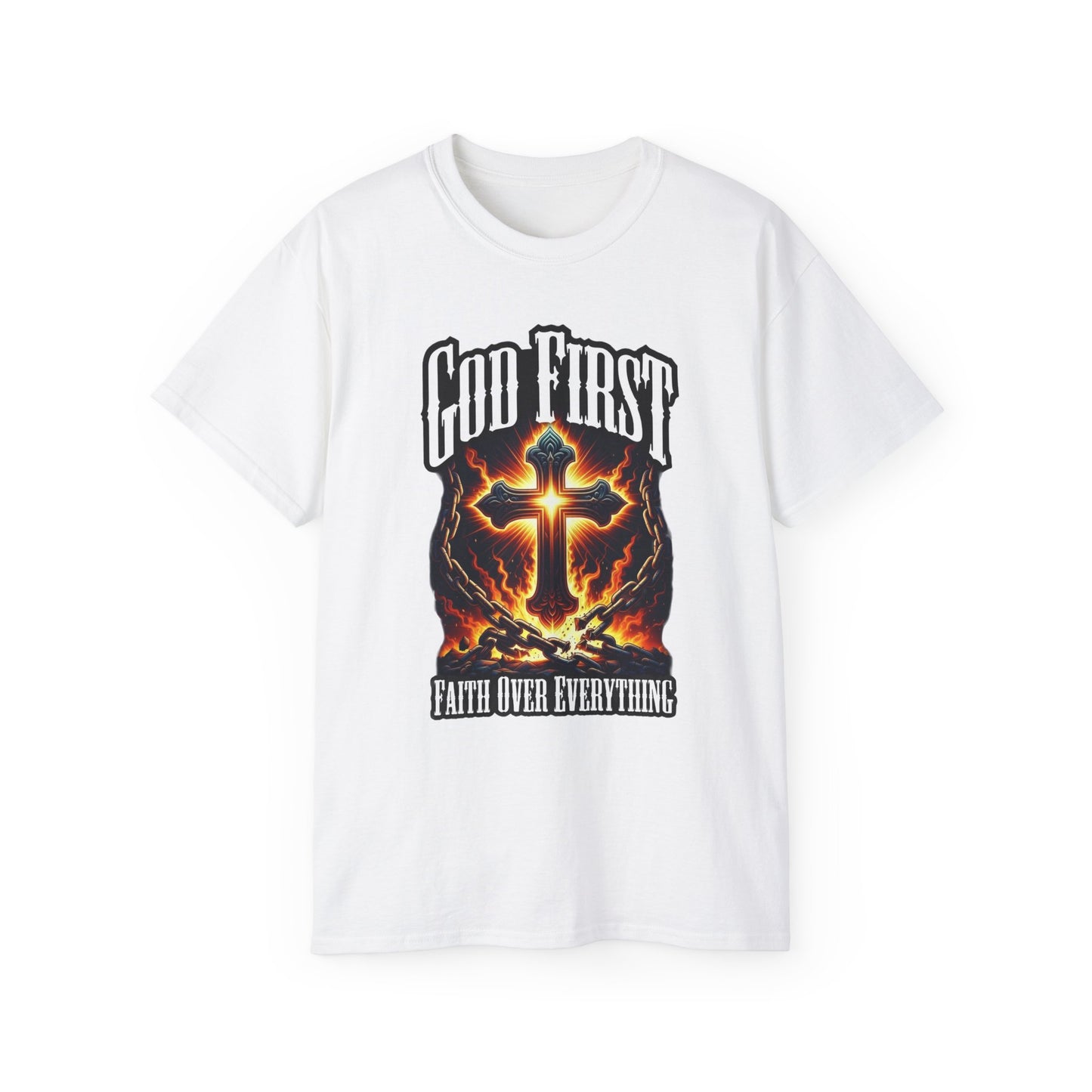 Faith Over Everything • God First • T-Shirt • Black Hat Pixels • Unisex