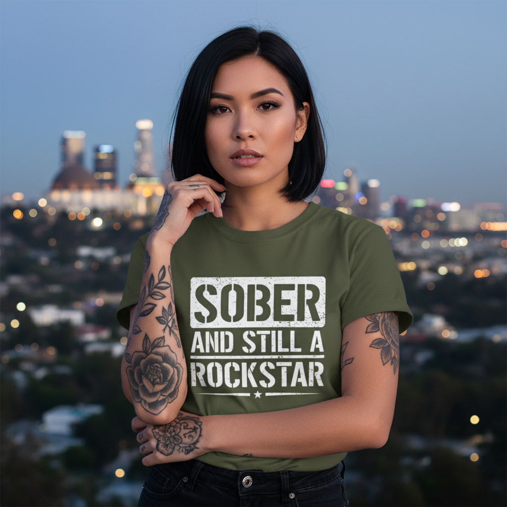 Sober & Still A Rockstar • Recovery Works • T-Shirt
