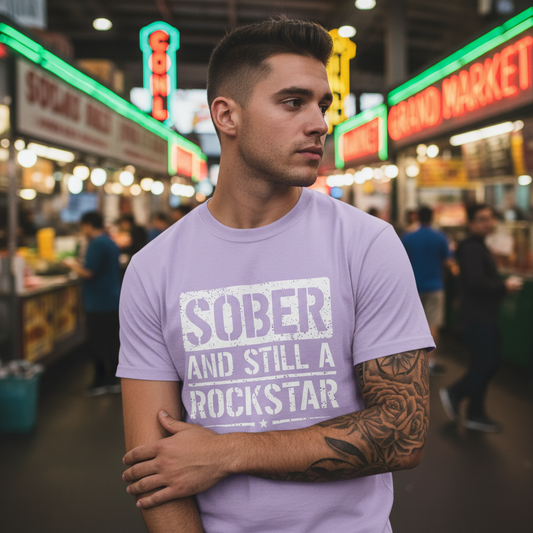 Sober & Still A Rockstar • Recovery Works • T-Shirt