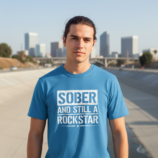 Sober & Still A Rockstar • Recovery Works • T-Shirt