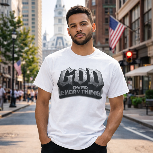 God Over Everything • God First • T-Shirt • Black Hat Pixels • Unisex
