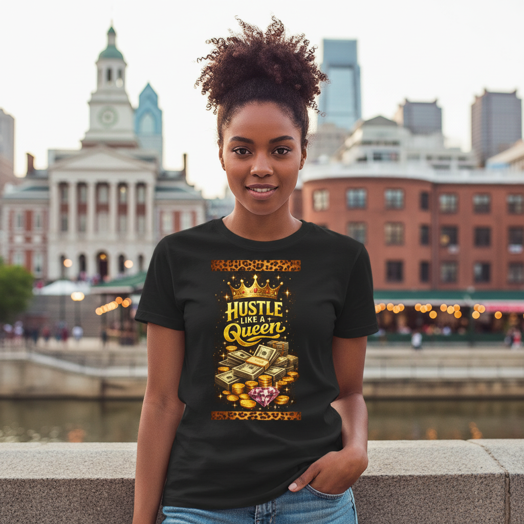 Hustle Like A Queen • Black Hat Pixels • Women's Softstyle Tee