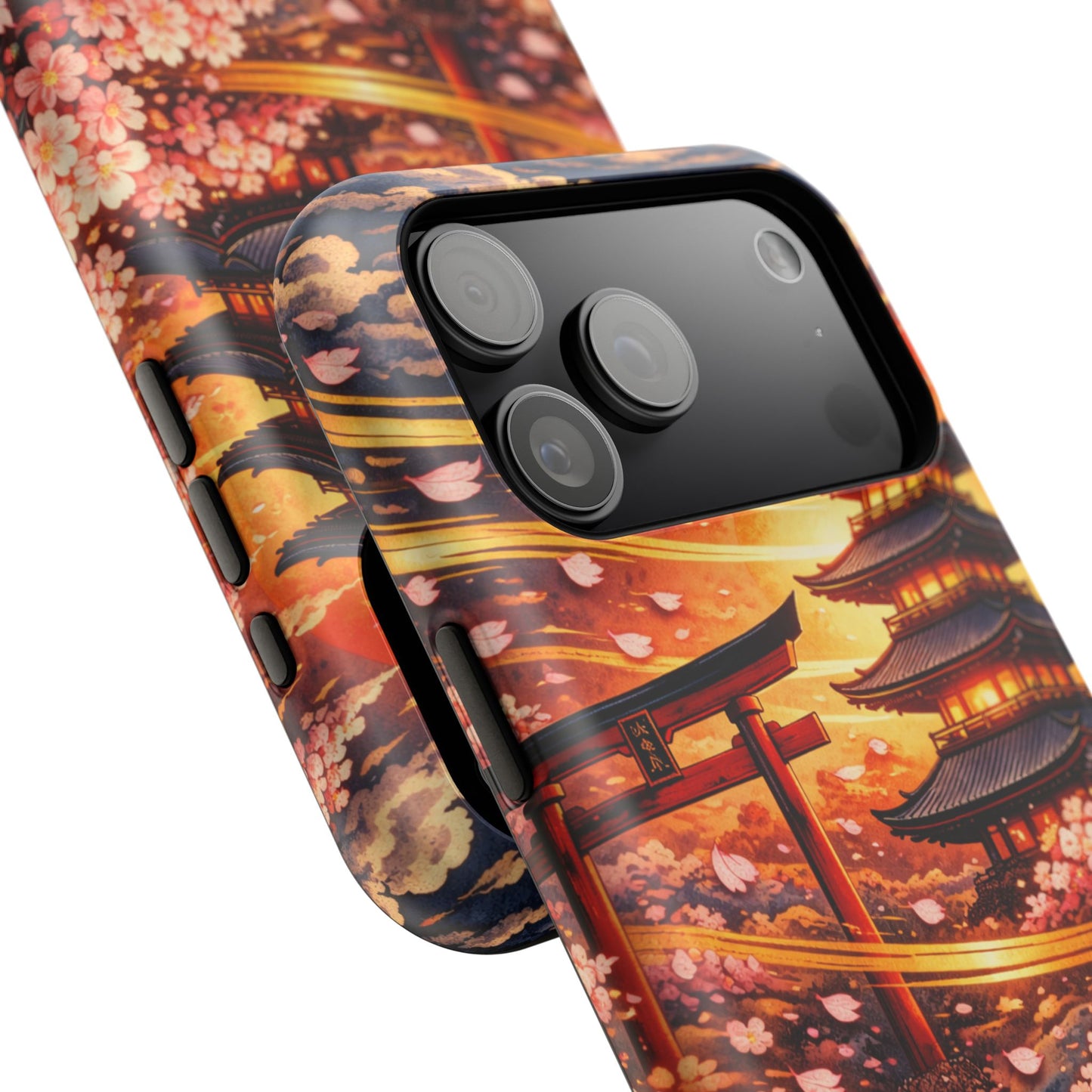 Falling Petals – Impermanent Light • Obsidian Irezumi™ • Apple iPhone 17 Pro • MagSafe Tough Case