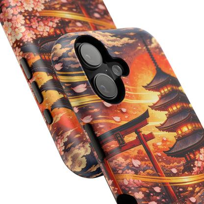 Falling Petals – Impermanent Light • Obsidian Irezumi™ • Apple iPhone 17 Pro • MagSafe Tough Case