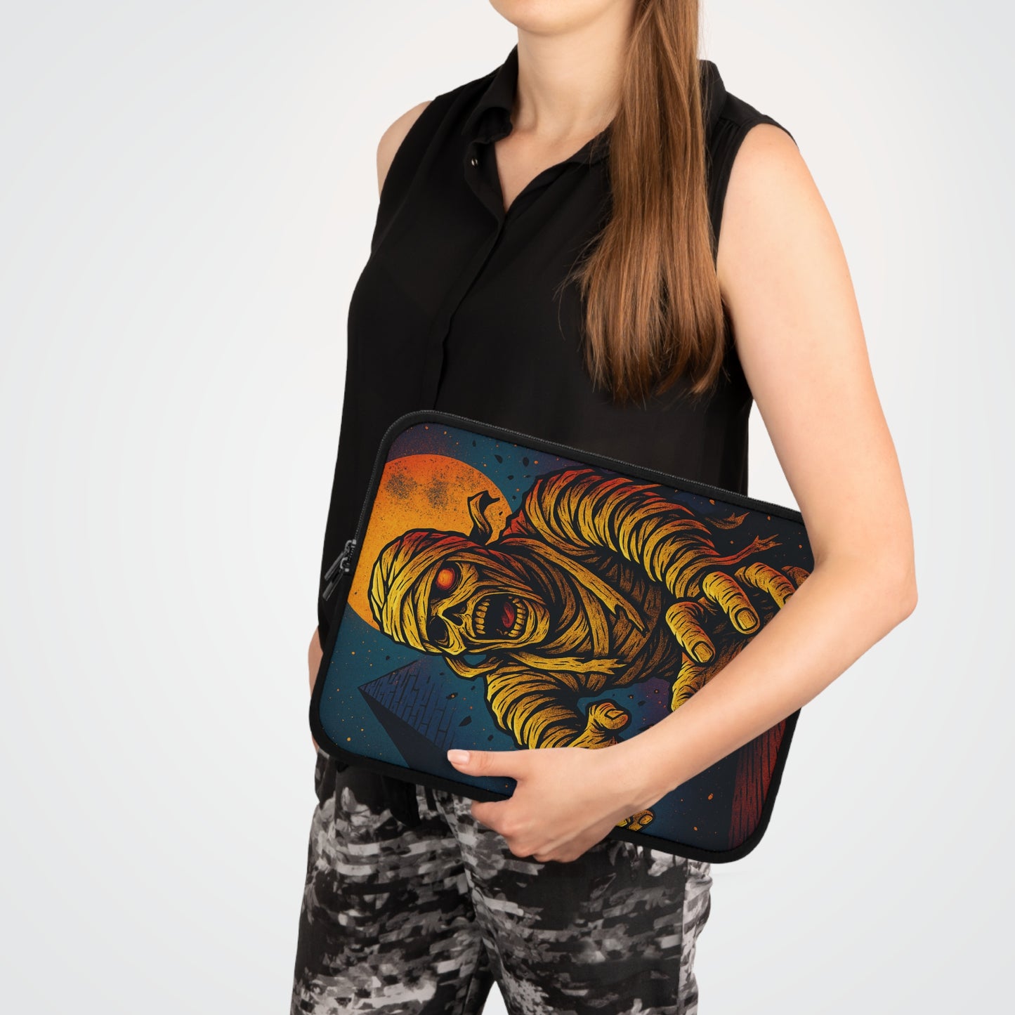 Mystic Mummy • Dual Zipper Laptop Sleeve tech accessory by Black Hat Pixels