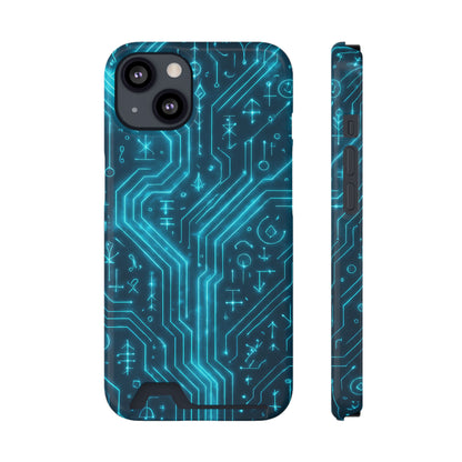 Circuit Glyph • Apple iPhone 13 • Tough Case with Card Holder • MagSafe®