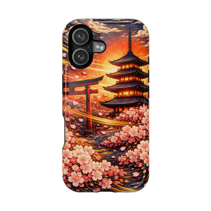 Falling Petals – Impermanent Light • Obsidian Irezumi™ • Apple iPhone 17 Pro • MagSafe Tough Case