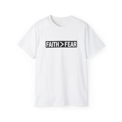 Faith>Fear • God First • T-Shirt • Black Hat Pixels • Unisex