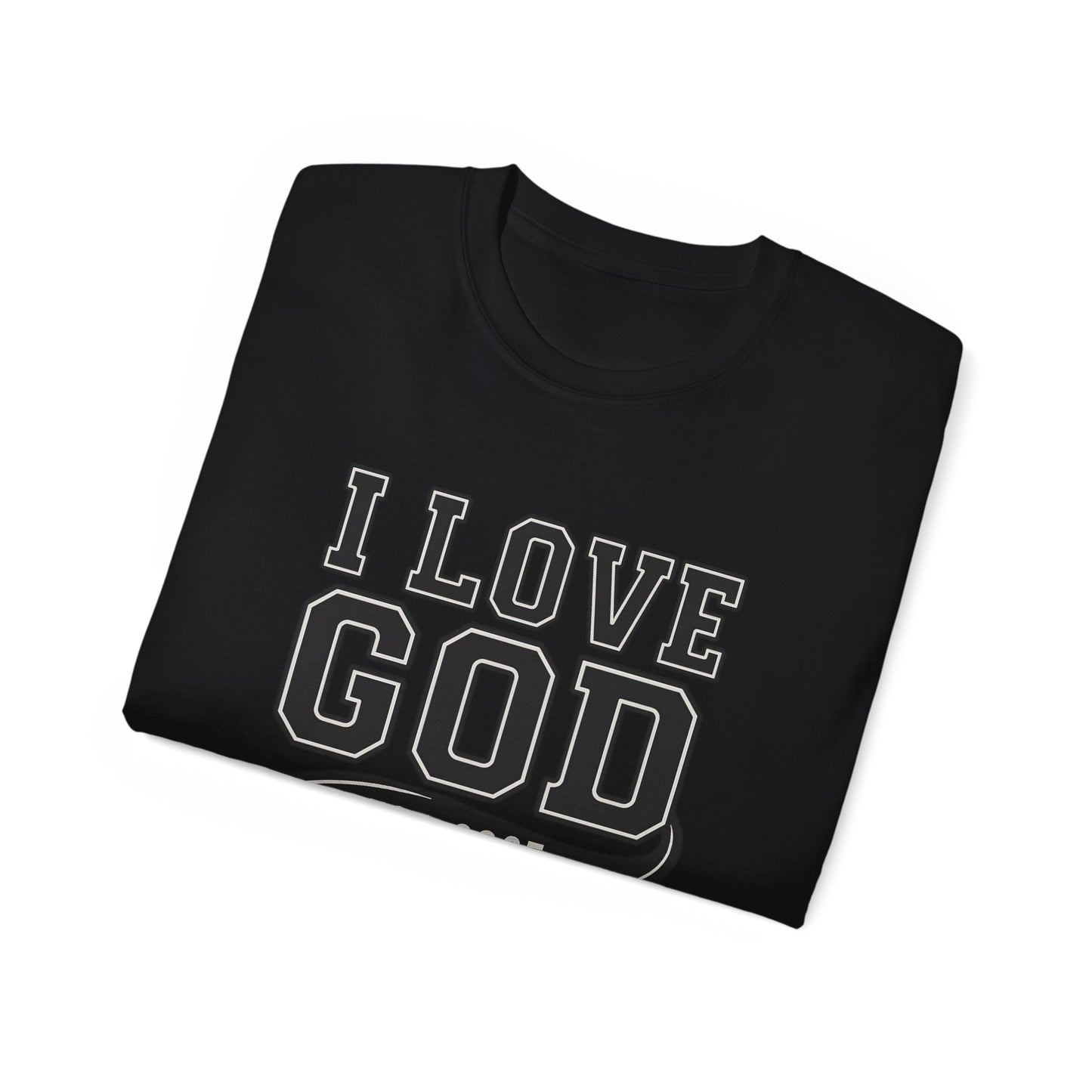 I Love God • Black Hat Pixels • T-Shirt