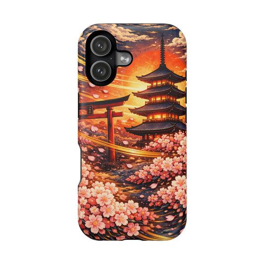 Falling Petals – Impermanent Light • Obsidian Irezumi™ • Apple iPhone 17 Pro • MagSafe Tough Case