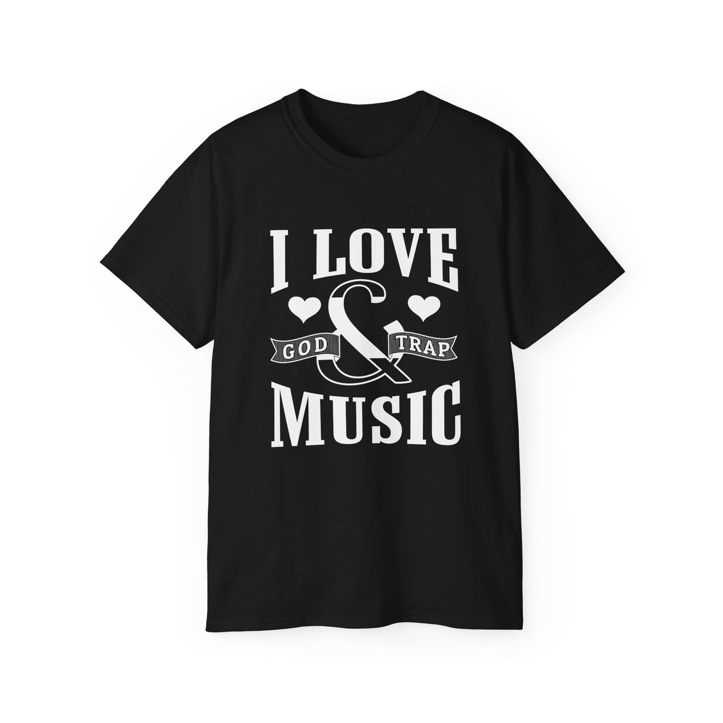 I Love God And Trap Music • Black Hat Pixels • T-Shirt
