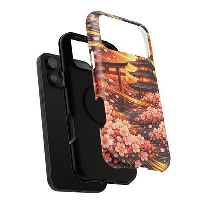 Falling Petals – Impermanent Light • Obsidian Irezumi™ • Apple iPhone 17 Pro • MagSafe Tough Case
