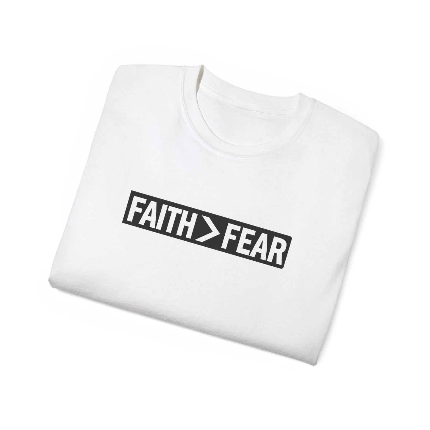 Faith>Fear • God First • T-Shirt • Black Hat Pixels • Unisex