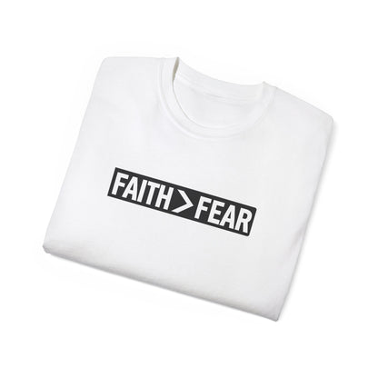 Faith>Fear • God First • T-Shirt • Black Hat Pixels • Unisex
