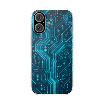 Circuit Glyph • Apple iPhone 16 • Flexi Clear Case
