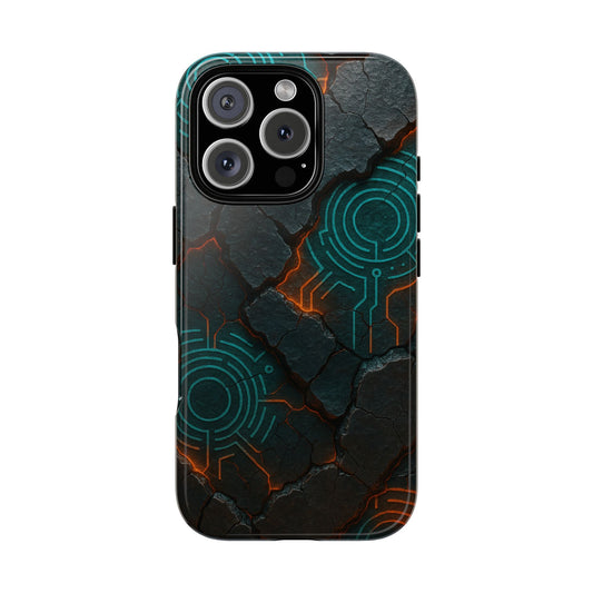 Circuit Eruption • Apple iPhone 16 • MagSafe® Tough Case phone case by Black Hat Pixels