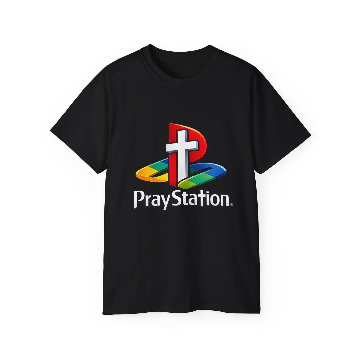 Pray Station • T-Shirt • Black Hat Pixels • Unisex