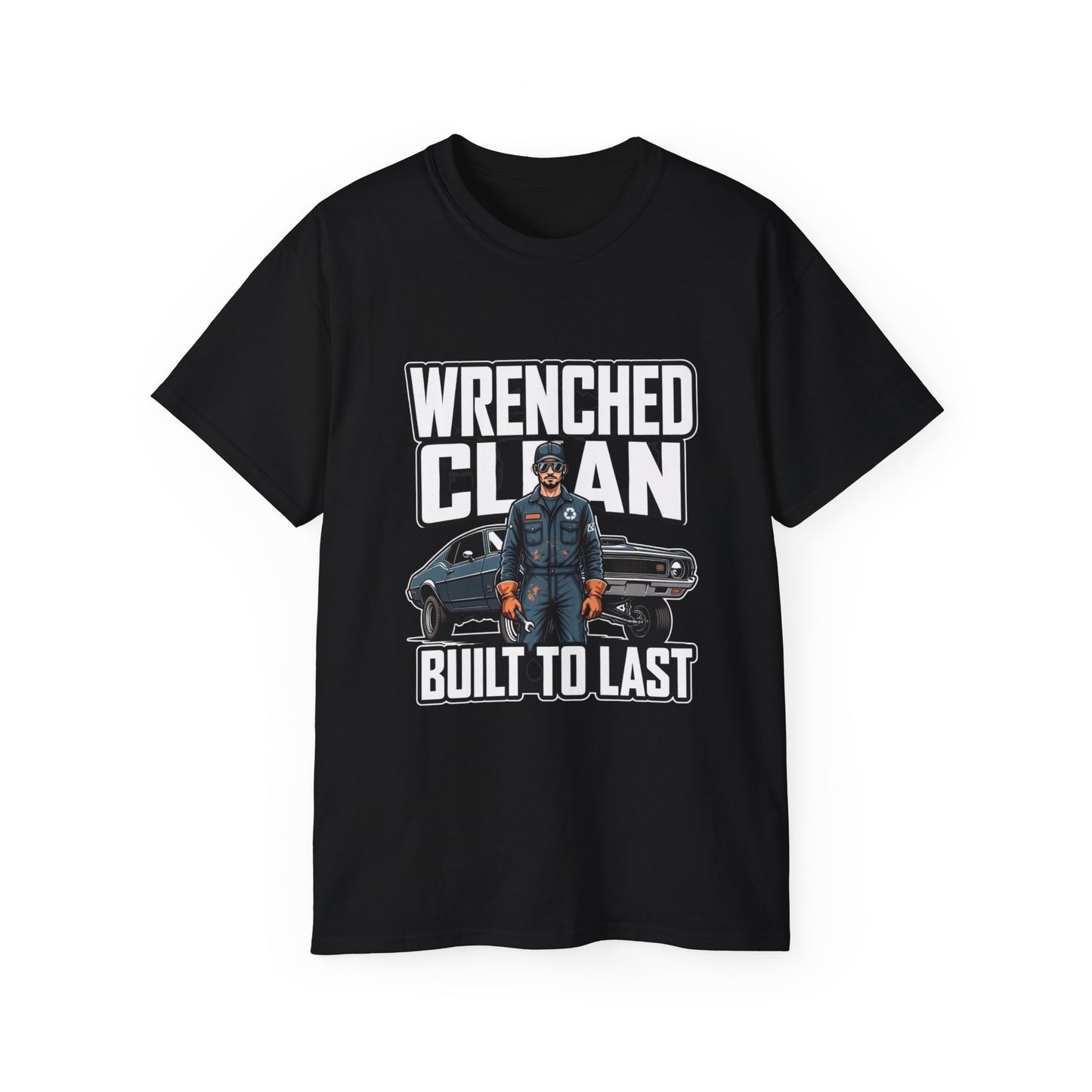 Wrenched Clean Built To Last  • Mechanic • T-Shirt • Black Hat Pixels • Unisex