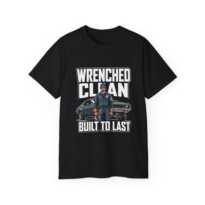 Wrenched Clean Built To Last  • Mechanic • T-Shirt • Black Hat Pixels • Unisex