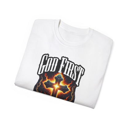 Faith Over Everything • God First • T-Shirt • Black Hat Pixels • Unisex