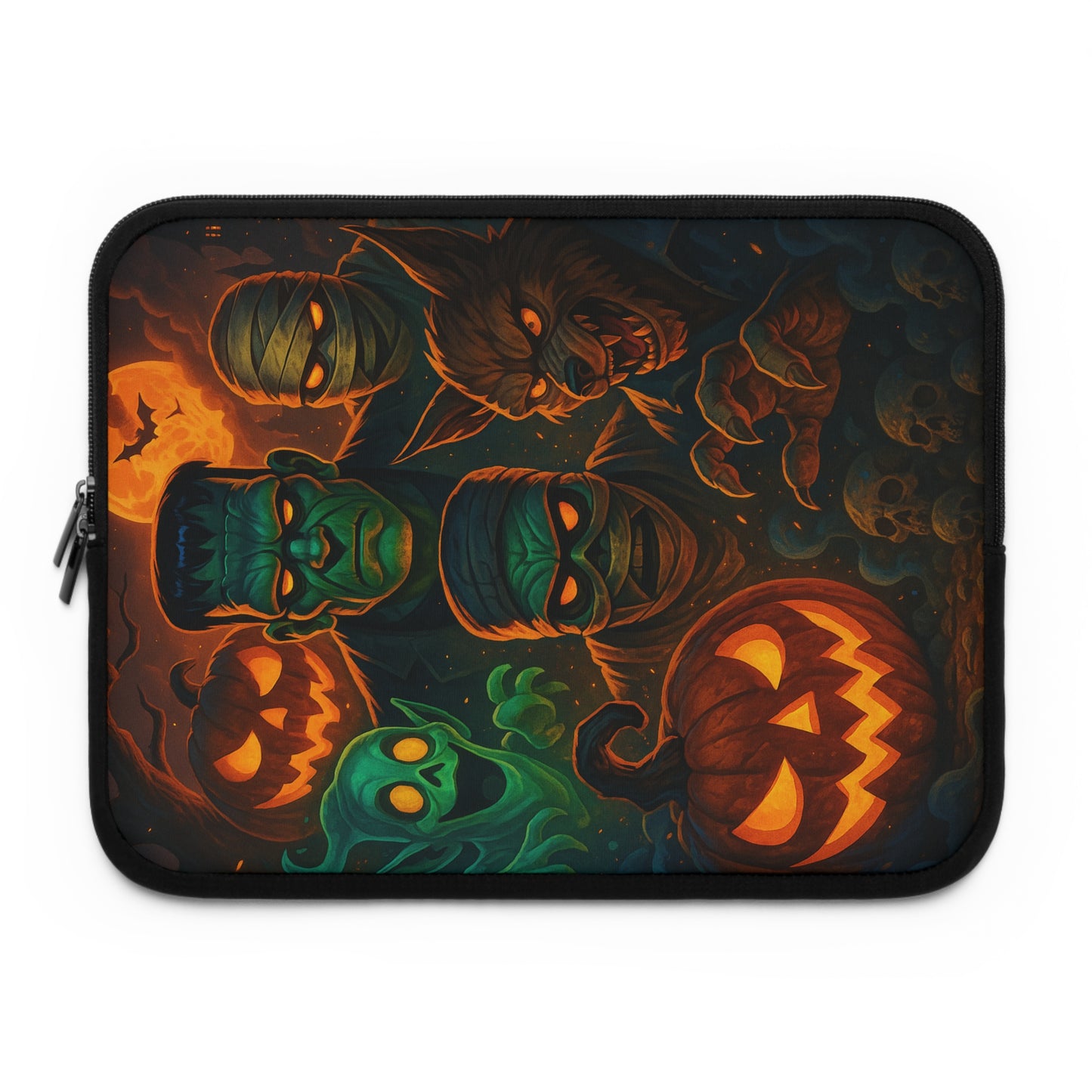 Ghoul Gang • Dual Zipper Laptop Sleeve tech accessory by Black Hat Pixels